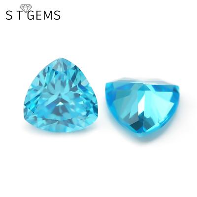 China Color Set Or Fire Machine Cut 6*6mm Sea Blue Stone CZ Triangle Shape Loose Zircon For Jewelry for sale