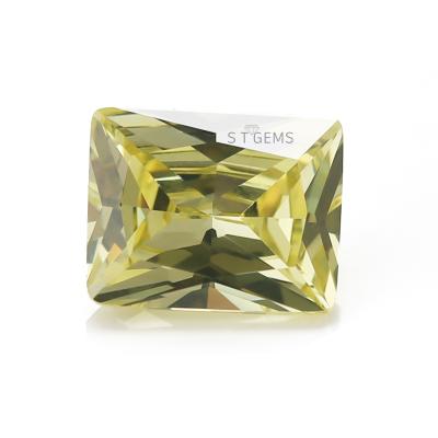 China Color Game Or Fire Ready To Ship 200 Pcs Gemstones Wholesale Loose Olive Light Yellow Cubic Zirconia Rectangle Shape for sale