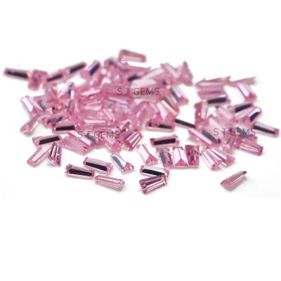 China Color Play Or Cut Fire Cut Quality Synthetic Trapezoid CZ Stones Pink Zircon Loose Stone for sale