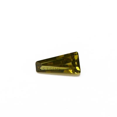 China Fire Color Play Or Peridot CZ Stones Trapezoid Loose Shape Zircon For Sale for sale