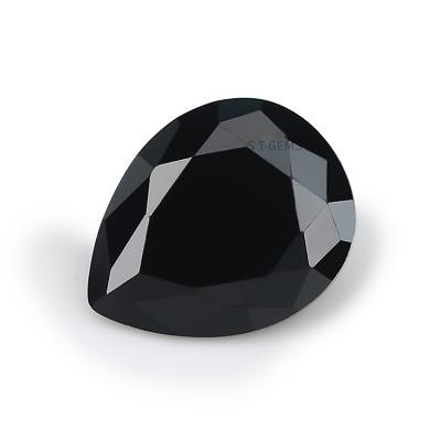 China Color Play Or Fire Loose Gemstone Black Spinel Pear Cut Synthetic Spinel For Jewelry Making for sale