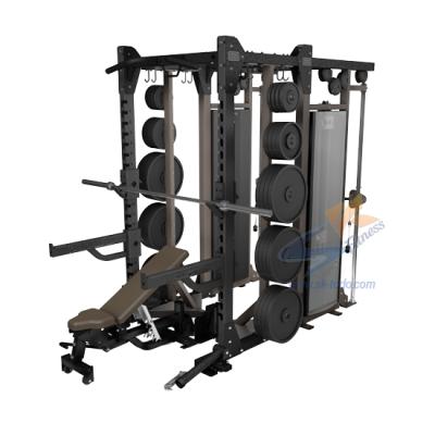 China Bodybuilding Factory Supply Attractive Price High Quality Strength Fitness Equipment Plate Loaded Power Rack With Adjustable Bench for sale