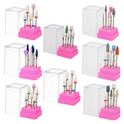 China 7pcs Nail Art Combination Milling Cutter Set Ceramic Nail Drill Bit Combination Set Removing Gel Dead Skin Polishing And Removal TZ-02 for sale