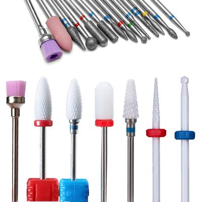 China Electric Nail Drill Machine accessory 8pcs Ceramic Diamond Nail Milling Cutters Sets for Manicure Nail Files Rotery Electric Drill Bits Accessory Gel Nail Remove Tool for sale