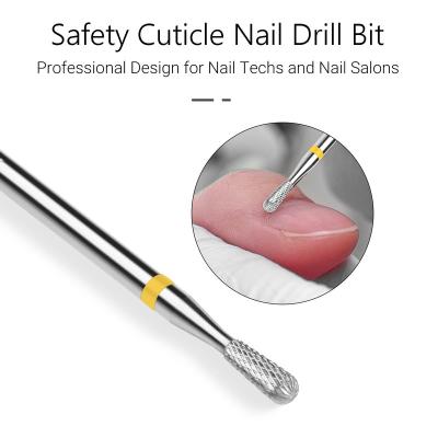 China Carbide 3/32''(2.35mm) Pear Shape Safety Carbide Manicure Drill Bits For Cuticle Dead Skin Nail Prepare Home Salon Supply for sale