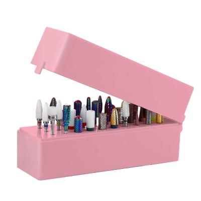 China Nail Drill Bits Holder 30 Holes Nail Art Drill Bits Empty Storage Box Holder Stand Display Container Manicure Accessories Acrylic Cover Tools for sale