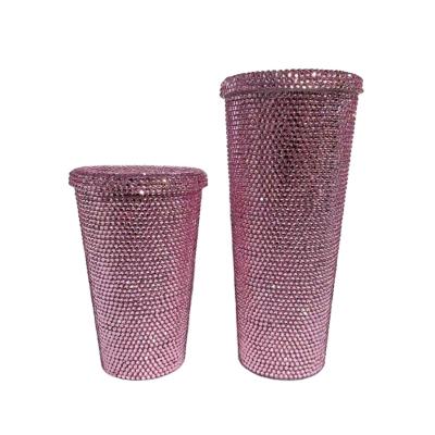 China Art Decor Sparkly Water Bottle Bling Diamond Gem Colored Beverage Cup Bottle Rhinestone OEM Customer Design For Daily Life for sale