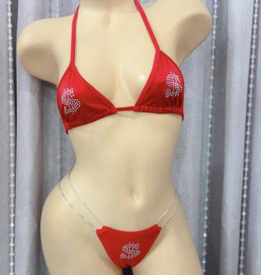 China Bling Breathable Rhinestone Diamond Silver Dollar Customized Design Bikini OEM for sale