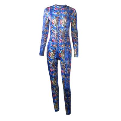 China OEM Plus Size Customized 2020 Women's Skinny Yoga Casual Snake Print Sports Jumpsuit for sale