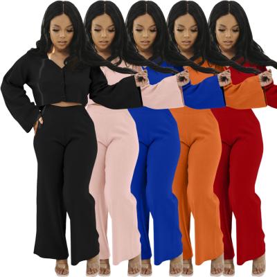 China New Spring HJ021 QUICK DRY two pieces women casual solid v-neck long sleeve sets loose fit outer set 2 pieces complete legging set for sale