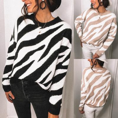 China Keep Warm Striped Sweater Fashion Autumn Winter T-shirt Patchwork 2020Turnhier Thin Fit Women Wear for sale