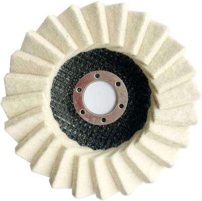 China High Performance 115mm Flexible Wool Felt Flap Polishing Wheel For Polishing On Marble With Fiber Backing Pad for sale