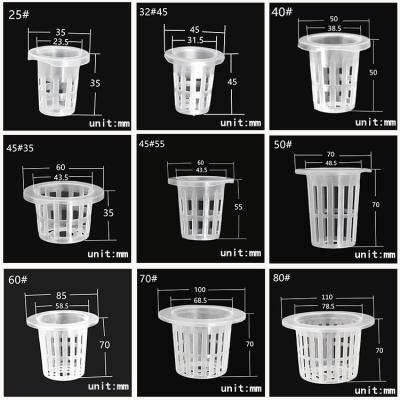 China Tomate hidropónico limpio y sanitario Aquaponics pote neto plástico de la taza de 2 pulgadas reutilizable en venta