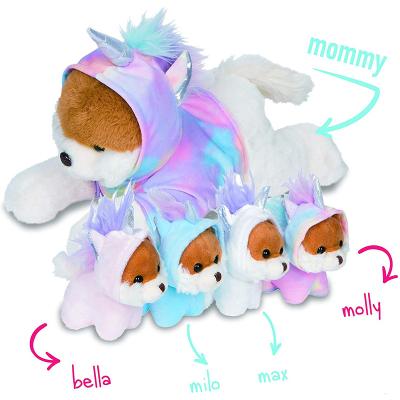 China Amazon Eco-friendly Material Hot Seller Customized Unicorn Kitty Cat Gift For Girls Stuffed Mom Unicorn Toys With 4 Baby Plush Toys for sale