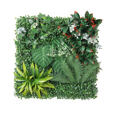 China Tropical Fern Leaf Lawn Wedding Home Hotel Decoration Eucalyptus Clover Leaves Plants Simple Artificial Wall Background 50*50cm for sale