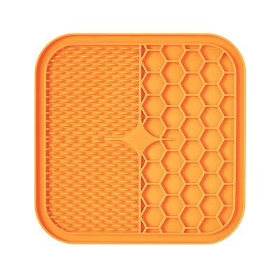 China Stocked Dog Lick Mat Large Size Dogs With Strong Suction Cups Stands On Wall And Floor Driver Slow Treat Protective Dispensing Perfect Orange for sale