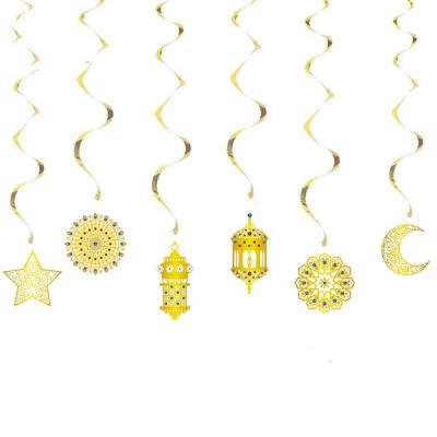 China Festival Decoration Rotating Ramadan Backdrop Flash Gold Star Moon Garland Hanging Garands Streamers Banner for Small Twinkle Star Party Decoration for sale