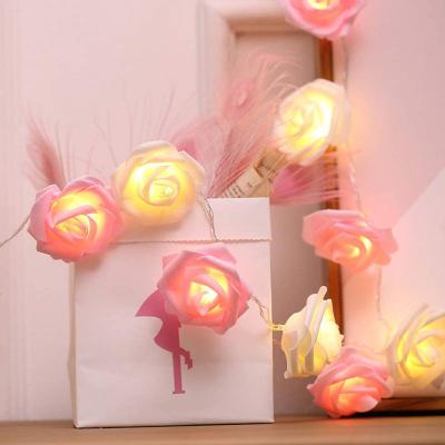 China Holiday Decorations Rose Flower String Lights Battery Powered Romantic String Lights Luminous Hot Flower Rose Lamp Fairy Light For Valentine's Day for sale