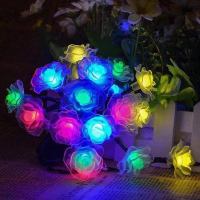 China Wedding Led Premium Romantic Fairy Rose Light Lamp Outdoor String Flower Battery Operated For Room Valentine's Day Wedding Christmas for sale