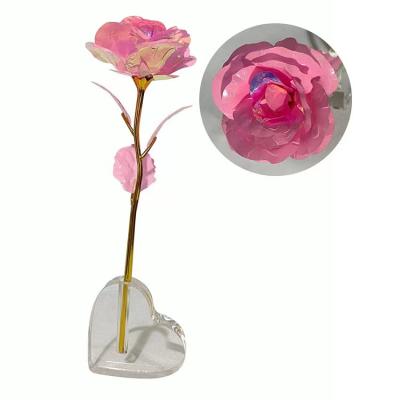 China 24k Gold Foil+Plastic Gold Foil Luminous Rose Mothers Day Gift LED Rose Wedding Decoration Artificial Flower 24k Gold Rosa for sale