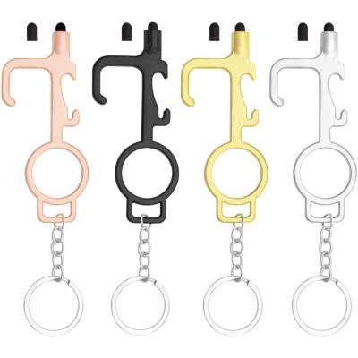 China Key Chain Amazon 2021 Hot New EDC No Touch Key Chain Door Opener Tool Touchless Hand Tools With Stylus For Touch Screens Elevators Keychains for sale