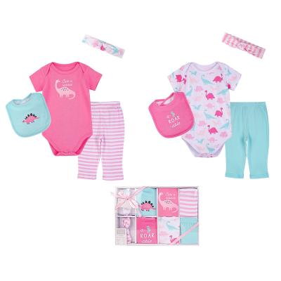 China Wholesale Hotel and Resort Newborn Baby Gift Set Infant Romper Jumpsuit Gift Clothes Set 100% Cotton Newborn 8 Pcs Set for sale