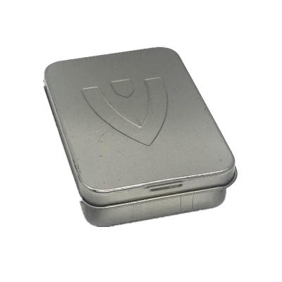 China Custom Silver Metal Tinplate Rectangular Hinge-Lid Tin Box for sale