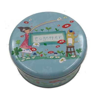 China Perfect Quality Tinplate Custom Printed Food Safe Round Empty Cookie Tin Box Cookie Packaging Container for sale