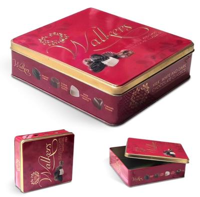 China Tinplate Customized Printed Rectangular Shape Metal Chocolate Candy Packaging Tin Box Wholesale for sale