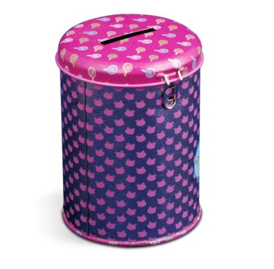 China High Quality New Economy Round Container Money Cover Tin Box For Coin Bank Maker for sale