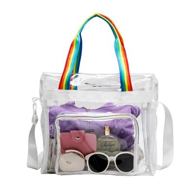 China New Summer Waterproof Colorful Shoulder Strap PVC Transparent Cross Body Bag, Women's Tote Bag, Beach Bag for sale