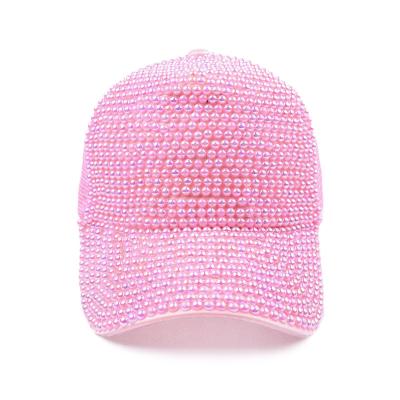 China Fashion Waterproof Breathable Mesh Adjustable Shining Diamond Bling Studded With Diamonds Baseball Cap, Women's Hats for sale