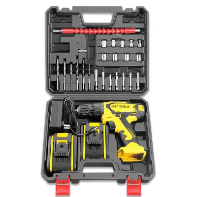 China Auto Repair Tools Machine Tools 27pcs Drill Spare Electric Battery 20v Lithium Battery Rechargeable Electric Drill and Cut Tool Box Set for sale