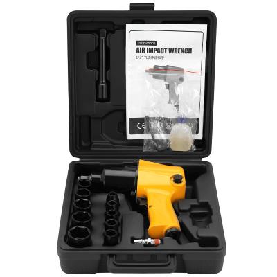 China New 1/2” Pnaumatic Double-Hammer Pneumatic Air Impact Wrench With 2 Socket Hammer For Car Tire Repairing Maintenance 750nm Max. Torque for sale