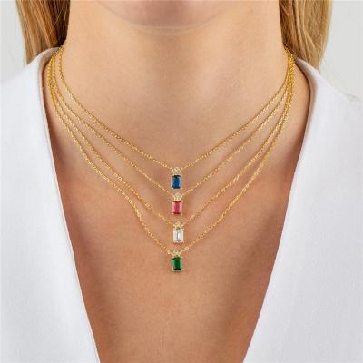 China CLASSIC Square Zircon Crystal Pendant Necklace Exquisite Necklace for sale