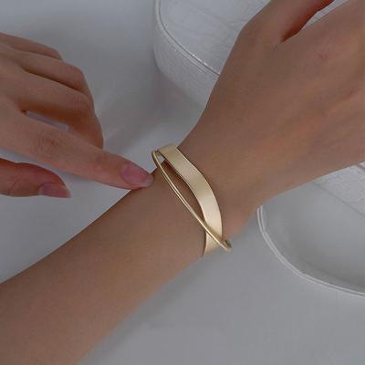 China Simple CLASSIC Geometric Cross Metal Matte Texture Gold Personality Bracelet for sale