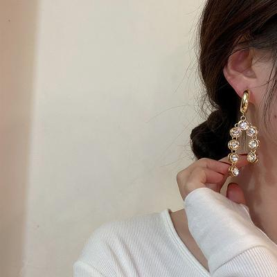 China Fashion punk temperament full diamond earrings short long tassel CZ paved earrings for sale