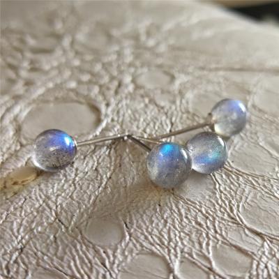 China S925 Punk Natural Crystal Gradient Blue Moonstone Stud Earrings for sale