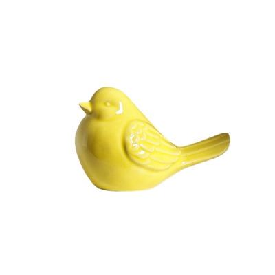 China Modern Simple Cute Art Deco Yellow Ceramic Bird Figurines Decoration Living Room Home Gifts Small Animal Ornaments for sale