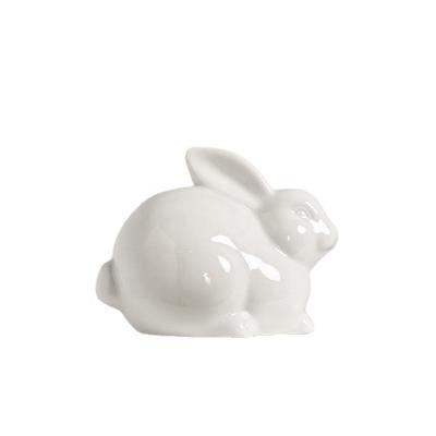 China Ceramic Resurrection Modern Nordic White Cute Home Landscape Ornament Art Deco Longli Rabbit Border Supply for sale