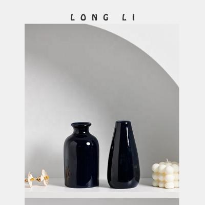 China Black Longli Factory Ceramic Luxury Flower Vases Traditional Decor Vases For Ideal Gift Wedding Home Office Decor for sale