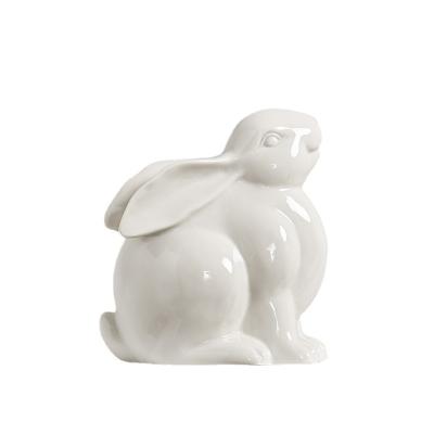 China Resurrection Ceramic Modern Nordic White Traditional Cute Home Landscape Ornament Rabbit Longli Border Supply for sale