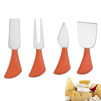 China Durable Handle Cheese Knife 4pcs Colorful Plastic Cheap Cheese Tools Stainless Steel Meta for sale