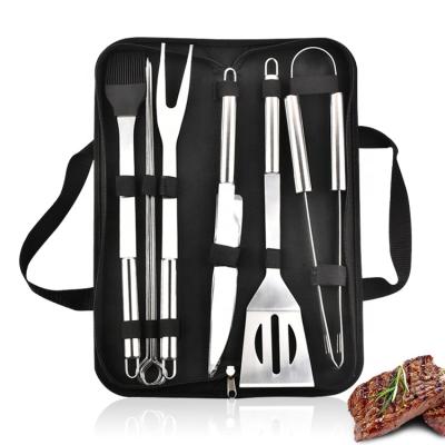 China Easily Cleaned Portable 9 Piece Set BBQ Grill Accessories With Nylon Case Stainless Steel BBQ Set Cooking Tools BBQ for sale