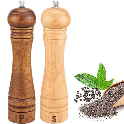 China Sustainable Premium Modern Wooden Salt Grinder Ceramic Mill Set 8 Inch - Large, Oak Wood 2 Adjustable Salt Pepper Grinder Rotor Set for sale