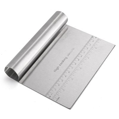 China Durable Pizza Cutter Dough Scraper Stainless Steel Mirror Polished With Measuring Scale Cake, Bench Dough Scraper Baking Cutter for sale