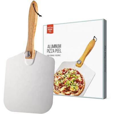 China Large Foldable Pizza Peel 12 Inch Stocked X 14 Inch Pizza Paddle Aluminum Metal Spatula For Making Homemade Pizza for sale