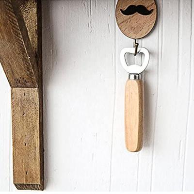 China Sustainable Wooden Stainless Steel Beer Bottle Opener for sale