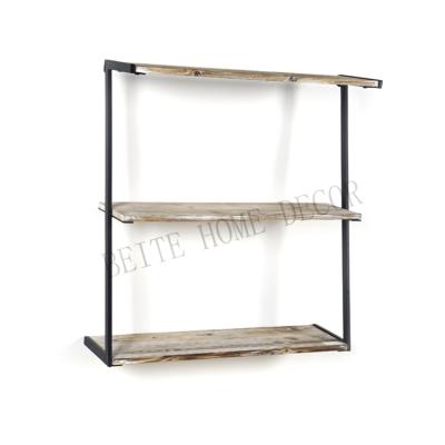 China 3 Tier Wall Mounted Storage Display Rack Living Room Furniture Floating Wooden Shelf For Home Decor for sale