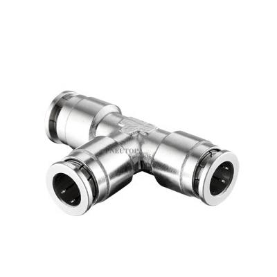 China Factory Sealing Double TEE Nickel Plated Brass Embedding Fittings for sale